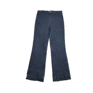NYDJ Pocketless Flare Trouser Jeans Womens Size 6 Side Zip Stretch Blue Casual